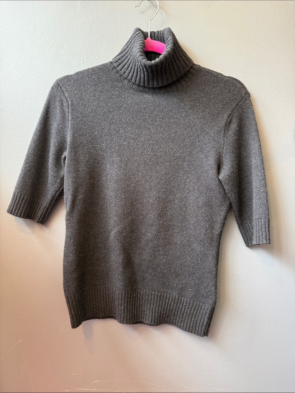Ralph Lauren Gray Short-Sleeve Turtleneck Sweater 55% merino wool 15% cashmere